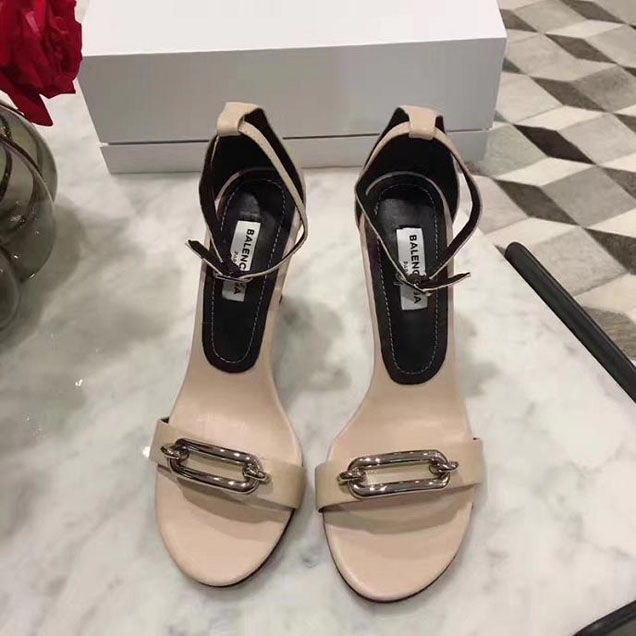 Balenciaga Open Toe Sandal Pumps Calfskin Leather Fall Winter 2017 Collection Nude