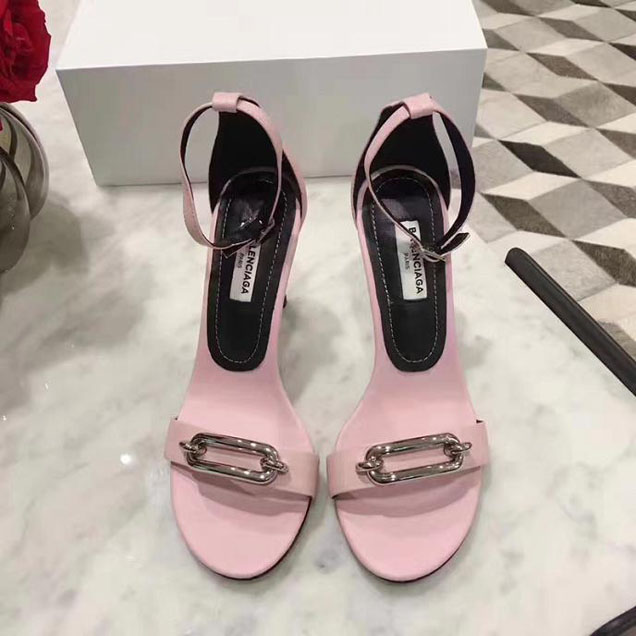 Balenciaga Open Toe Sandal Pumps Calfskin Leather Fall Winter 2017 Collection Pink