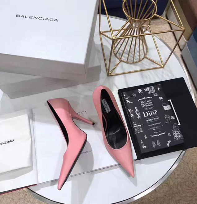 Balenciaga 110 Point Toe Spandex Knife Stiletto Pumps Calfskin Leather Fall Winter 2017 Collection Pink