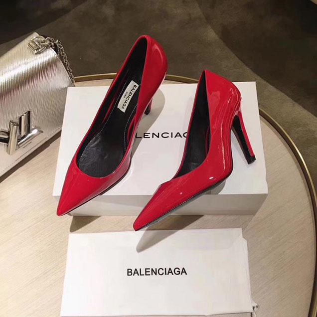 Balenciaga Slash Heel Pumps Calfskin Leather Fall Winter 2017 Collection Red