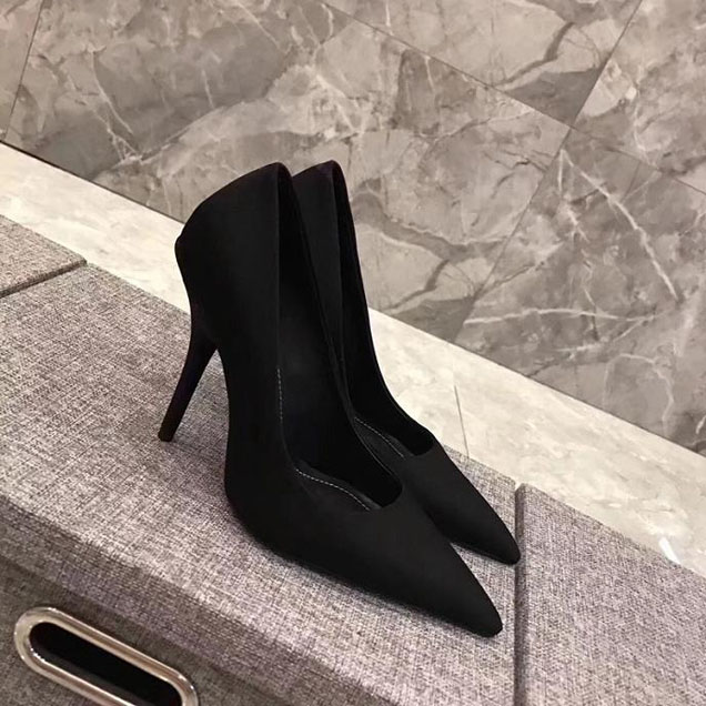 Balenciaga 110 Pointy Toe Spandex Knife Stiletto Pumps Calfskin Leather Fall Winter 2017 Collection Black