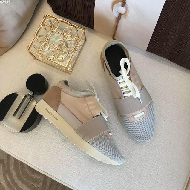 Balenciaga Race Runner Low-Top Panelled Trainer Sneaker Calfskin Leather Spring Summer 2018 Collection Nude Beige