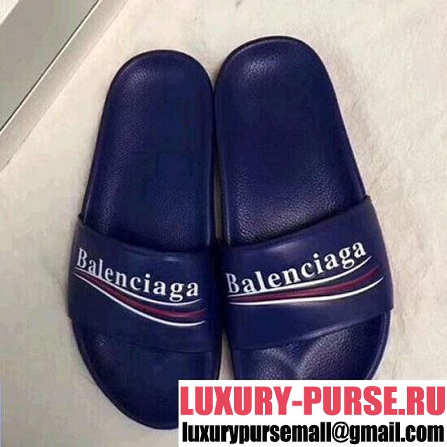 Balenciaga Leather Piscine Slide Sandals Blue 2018 (RS-8031719 )