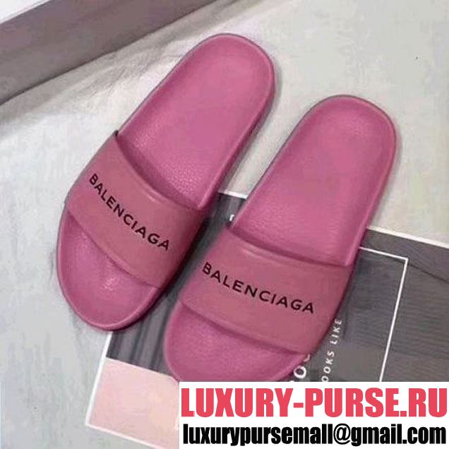 Balenciaga Leather Piscine Slide Sandals Pink 2018 (RS-8031717 )