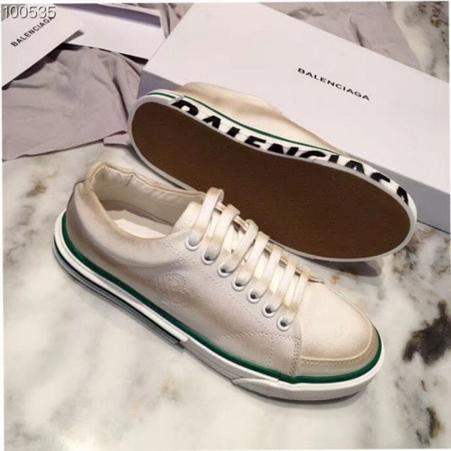 Balenciaga Cotton Canvas Match Trainers with Graffiti Sole White 2018 Collection