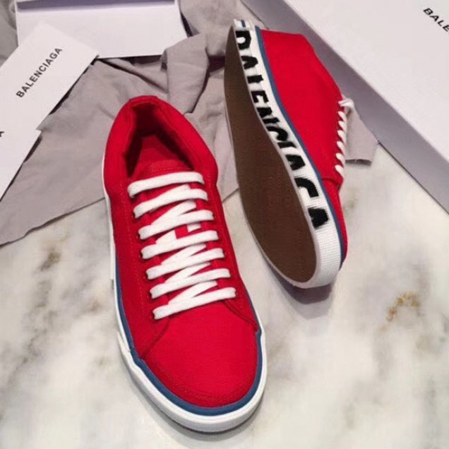 Balenciaga Cotton Canvas Match Trainers with Graffiti Sole Red 2018 Collection