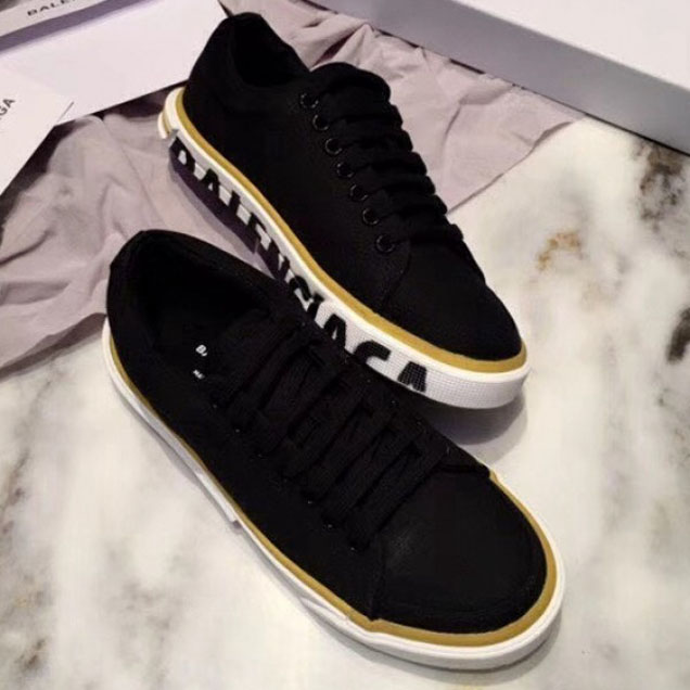 Balenciaga Cotton Canvas Match Trainers with Graffiti Sole Black 2018 Collection