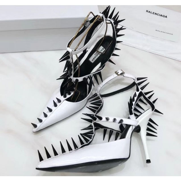 Balenciaga Pikes Extreme Pointed Toe Knife Pumps White 2018