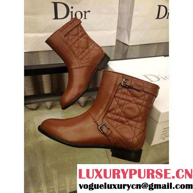 Christian Dior Nwb Womens Leather Cannage Ankle BROWN Boots (GD4005-3016 )