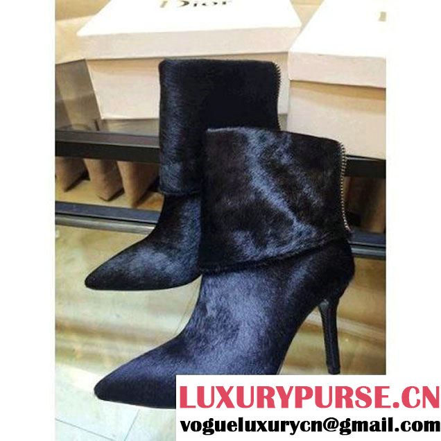 Christian Dior Horse Hair Pointed Toe Ankle Bootie (GD4033-0202 )