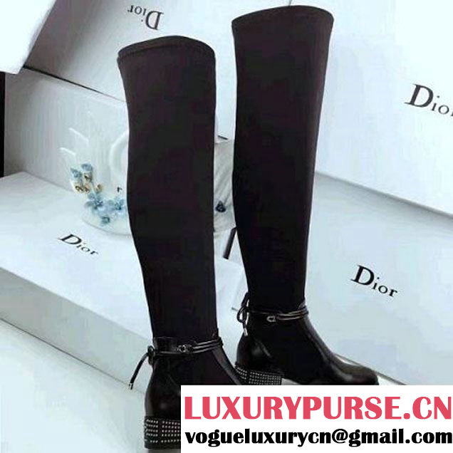 Dior Black Stretch Calfskin High Boot Winter 2016 (GD2083-6101303 )