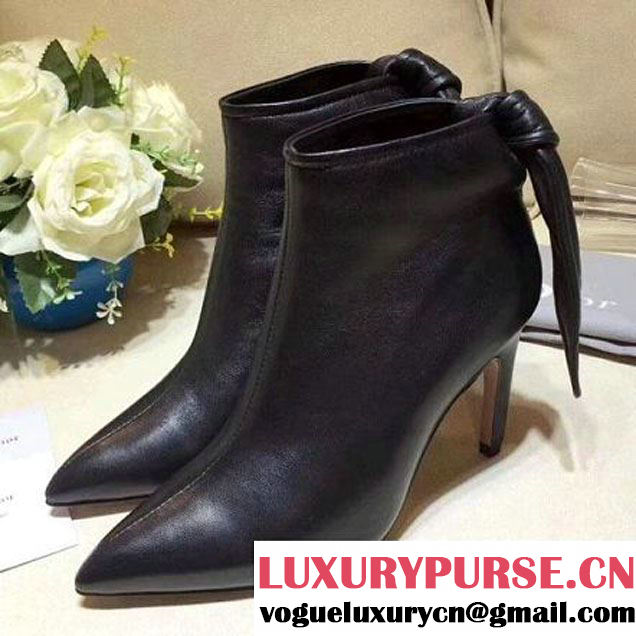 Dior Black Lambskin Leather Tied Ankle Boot Winter 8cm Heel 2017 (GD1042-7100907 )