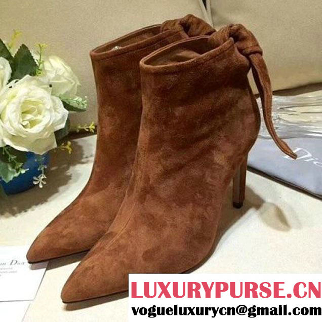 Dior Suede Leather Tied Ankle Boot 8cm Heel Winter Brown 2017 (GD1042-7100904 )