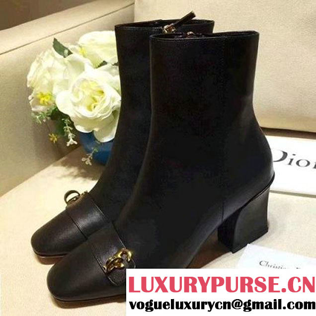 Dior Ankle Boot in Black Calfskin Adorned with Gold-tone CD Initials 2017 (GD1042-7091924 )