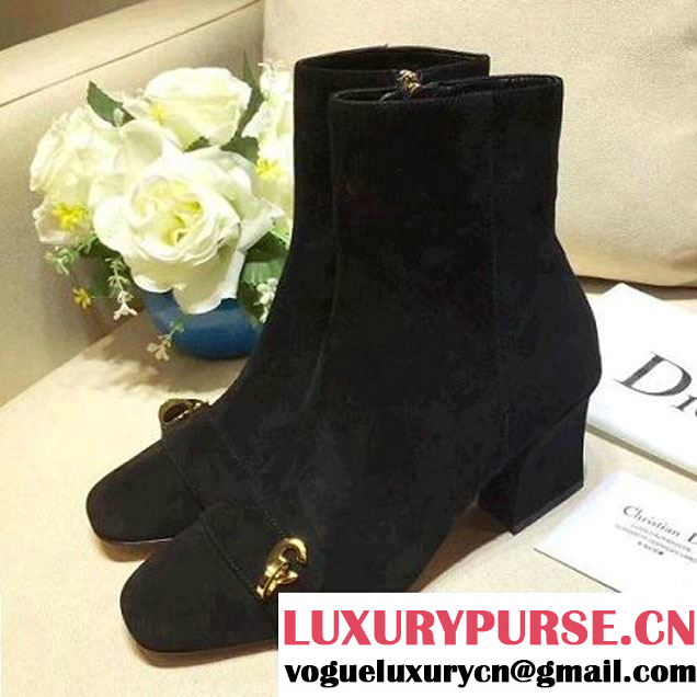 Dior Ankle Boot in Black Suede Calfskin Adorned with Gold-tone CD Initials 2017 (GD1042-7091923 )