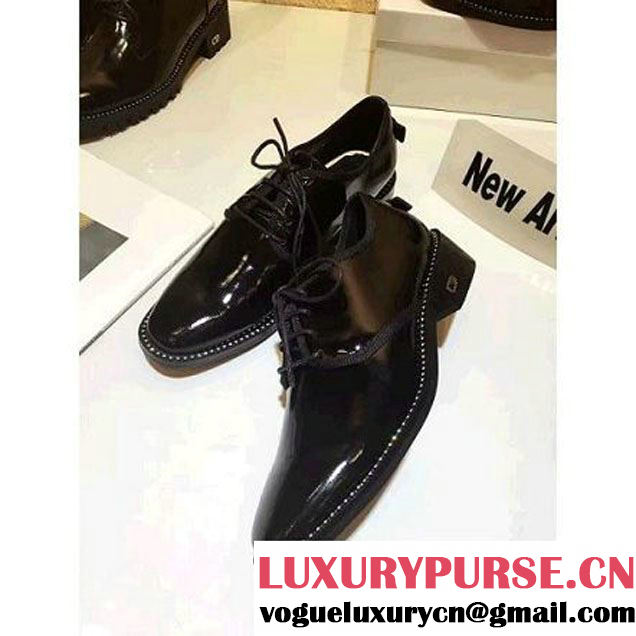 Dior Black Glossy Calfskin Derby Shoes Autumn 2016 (GD4029-6072262 )