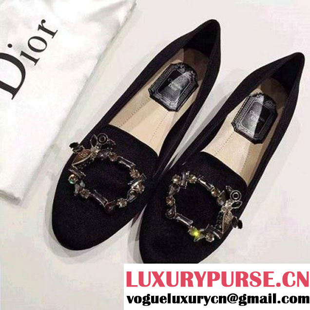 Dior Velour Slipper Shoe 1 cm Black Winter 2016 (GD5013-6092907 )