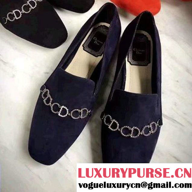 Dior Chain Initials Suede Calfskin Loafer Navy Blue 2017 (GD4005-7030417 )