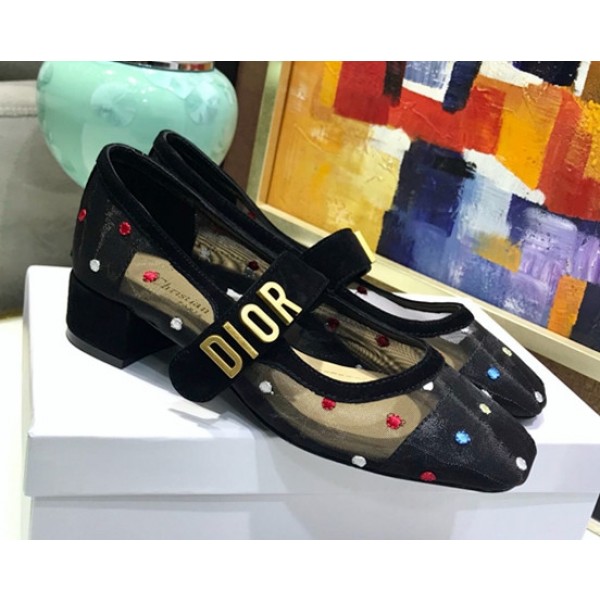 Dior Baby-D "Mary Jane" Ballet Pump in Embroidered Dots 2019