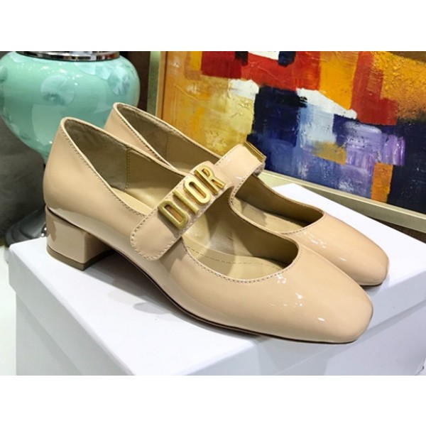 Dior Baby-D "Mary Jane" Ballet Pump in Nude Patent Calfskin 2019