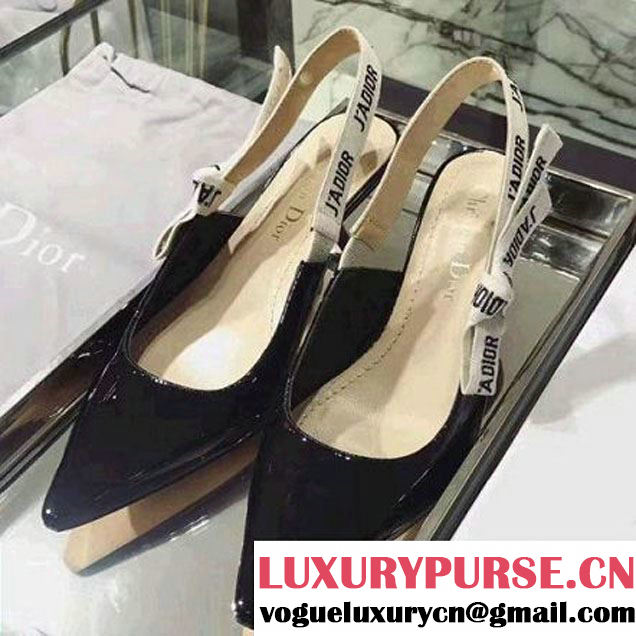 Dior Slingback In Calfskin With J'Adior Ribbon 6.5 cm Black 2017 (GD5026-7031602 )