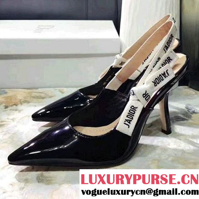 Dior Slingback In Patent Calfskin With J'Adior Ribbon 9.5 cm Black 2017 (GD1042-7072604 )