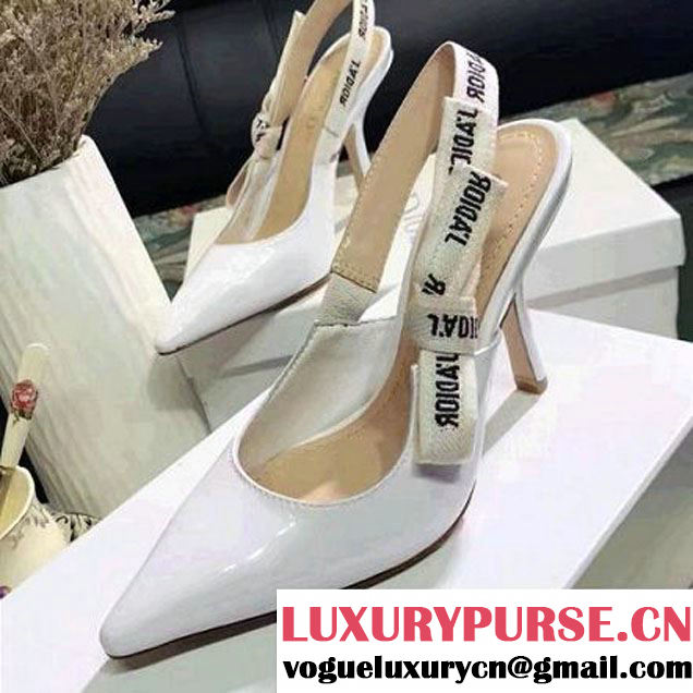 Dior Slingback In Patent Calfskin With J'Adior Ribbon 9.5 cm White 2017 (GD1042-7072606 )