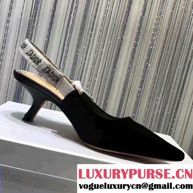 Dior Velvet Slingback Pumps with J'adior Ribbon 6.5cm Black 2017 (SZ3040-7080732 )