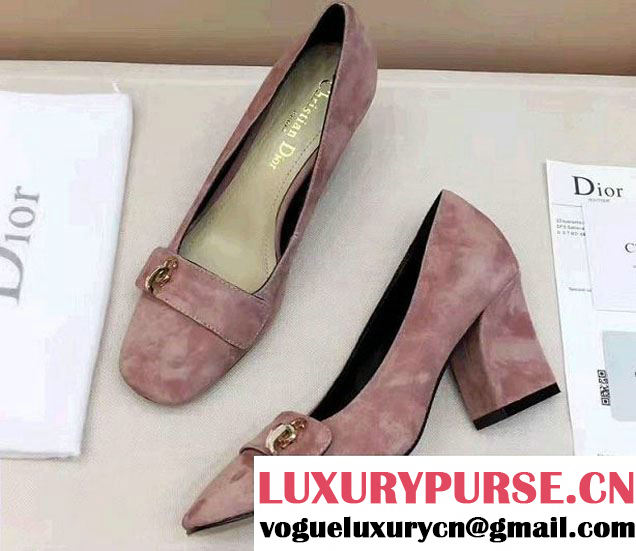 Dior Suede Heel 7cm CD Button High-Heeled Pumps 2017