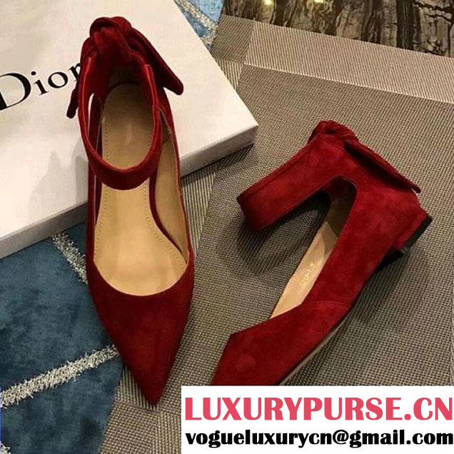 Dior Ballet Pump in Suede Calfskin with Bow Red 2018 (GD5002-8010807 )