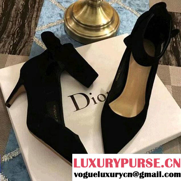 Dior High-heeled Shoe in Suede Calfskin with Bow Black 2018 (GD5002-8010804 )