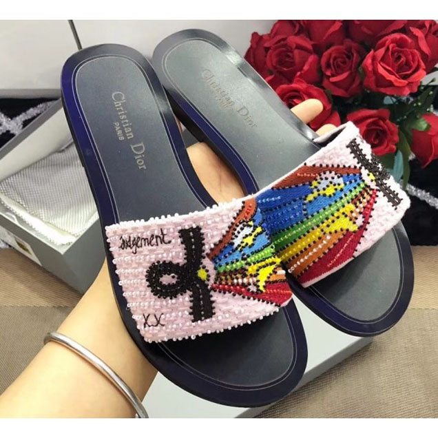 Dior Tarot Mules In "Judgement" Embroidered Fabric With Beads 2018