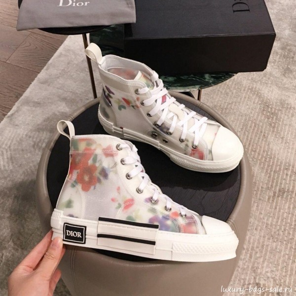 Dior x Kaws Floral High-top Sneakers White/Pink 2019(For Women and Men) Collection