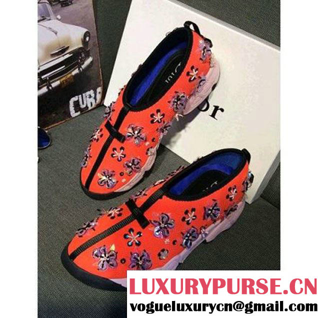 Dior Orange Embroidered Sneaker 2015 (GD2b020-041520 )