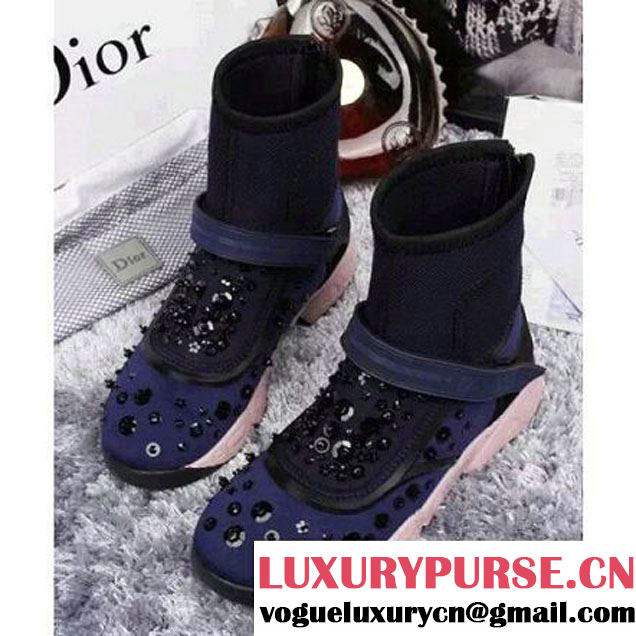 Dior Fusion Technical Fabrics High-Top Sneaker Blue Cruise 2016 (1a108-110836 )