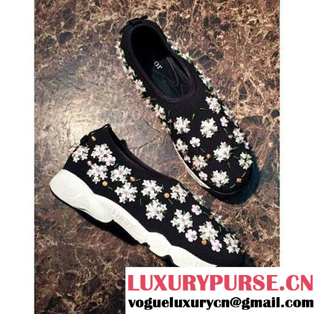 Dior Black Fusion Technical Fabrics Sneaker With Pink Flowers Cruise 2016 (GD1066-6042132 )