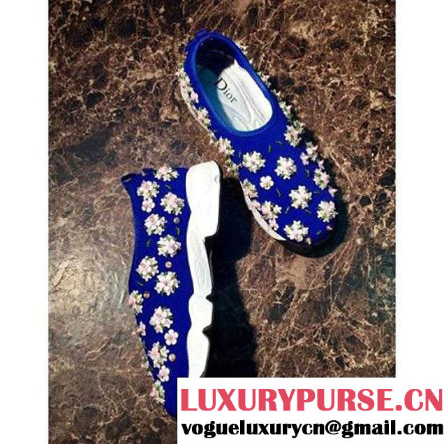 Dior Rosy Blue Fusion Technical Fabrics Sneaker With Pink Flowers Cruise 2016 (GD1066-6042136 )