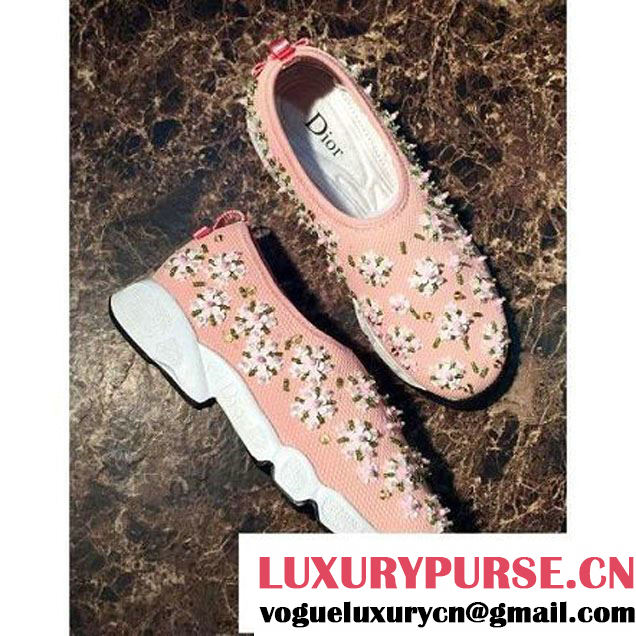 Dior Light Pink Fusion Technical Fabrics Sneaker With Pink Flowers Cruise 2016 (GD1066-6042137 )