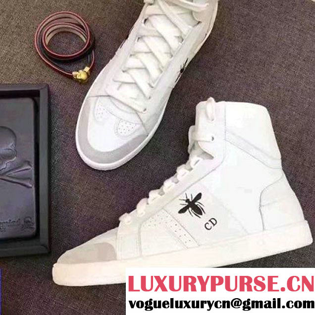 Dior Lace-up High-top Sneaker in White Calfskin 2017 (GD5023-70729 )