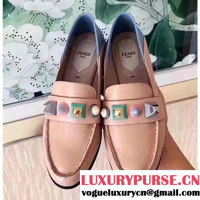 Fendi Studs Calfskin Loafers Pink 2017 (GD5023-7031614 )