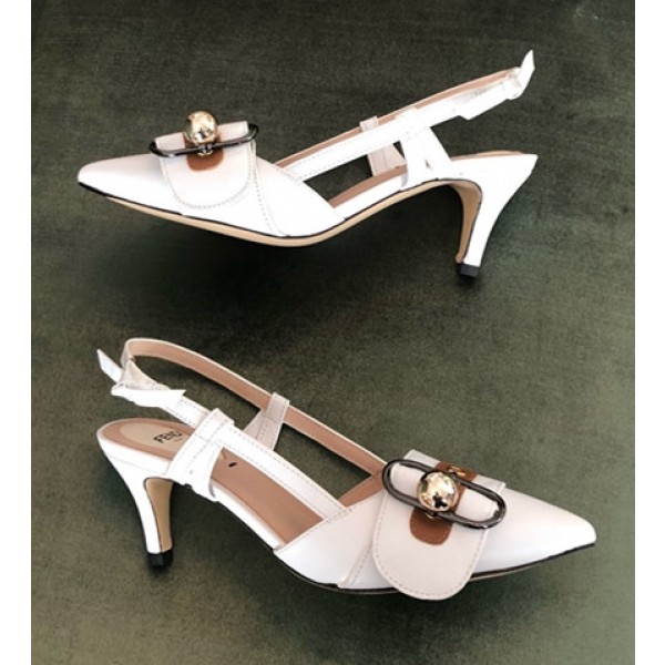 Fendi Slingback Pumps with Buckle White 2019