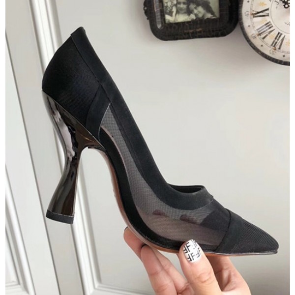 Fendi Mesh Fabric Heel 95mm Pumps Black 2018