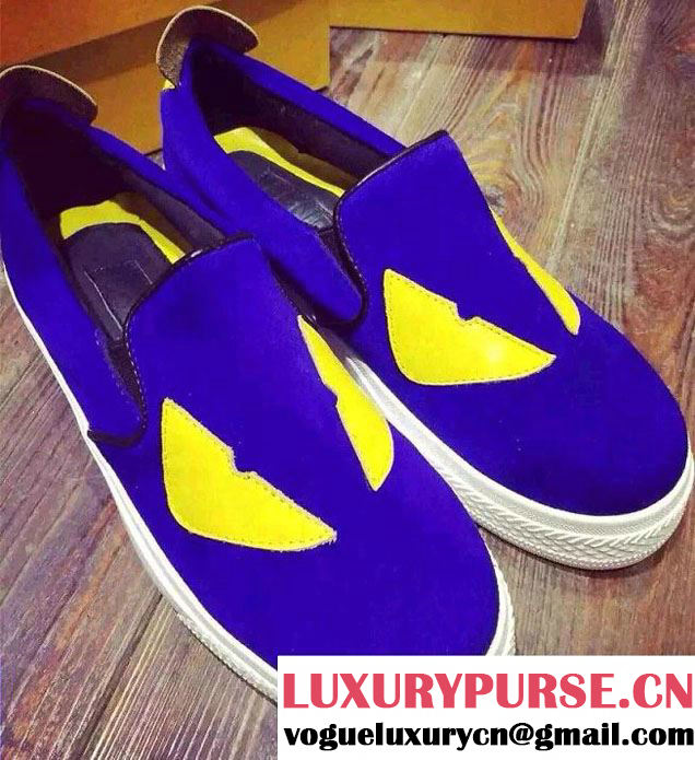 Fendi Monster Eyes Bugs Flat Slip-on Sneakers Blue 2015