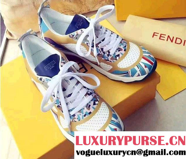 Fendi Multicolor Granite Print Sneakers White 2016