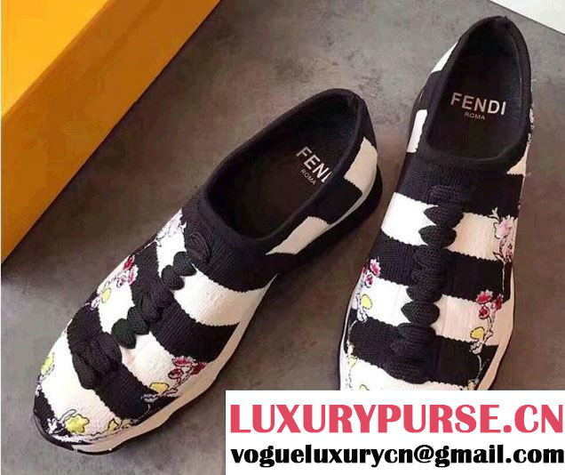 Fendi Embroidery Fabric Sock Sneakers 2017