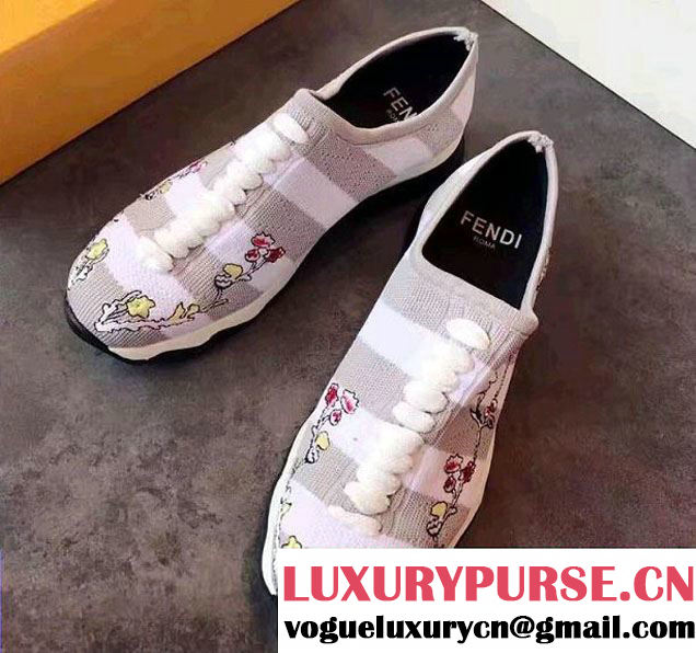 Fendi Embroidery Fabric Sock Sneakers 2017