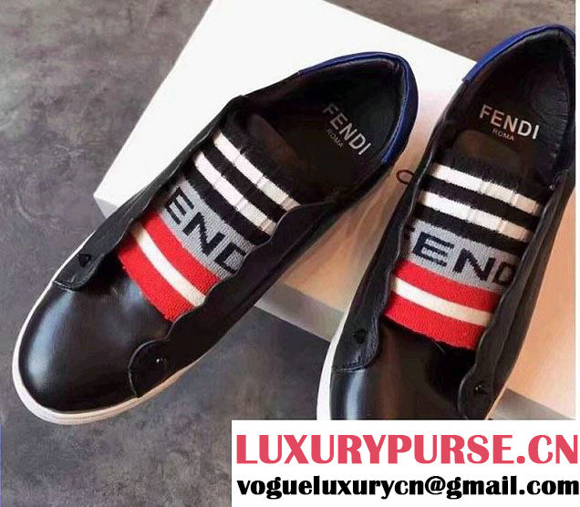 Fendi Wavy Edging Slip-ons Sneakers Black 2017