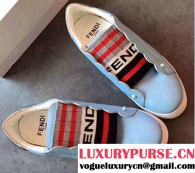 Fendi Wavy Edging Slip-ons Sneakers Blue 2017