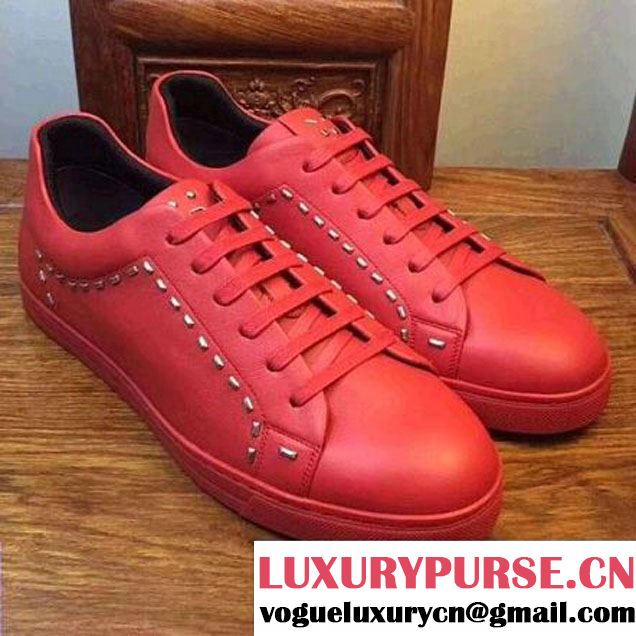 Fendi Studded Leather Sneaker Red 2017 (JQB-7091909 )