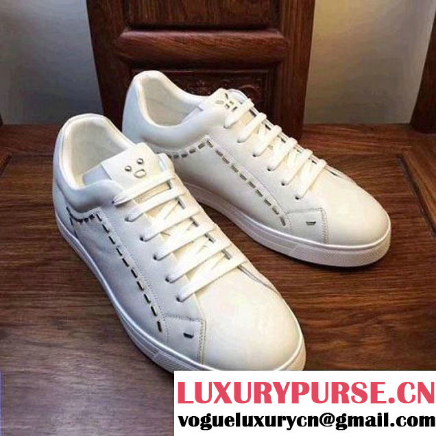 Fendi Studded Leather Sneaker White 2017 (JQB-7091907 )